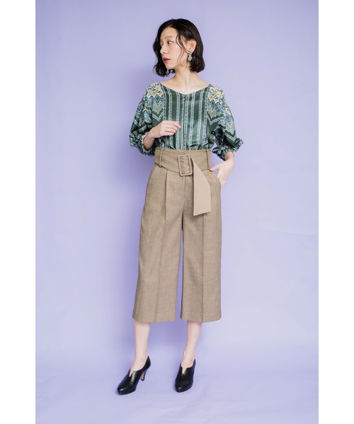 TEVALT（ヴァレット）の「ボリュームスリーブ　ショート丈　ブラウス [別注プリント]（シャツ/ブラウス・レディース・ダークグリーン/ベージュ・38）」の7枚目の写真