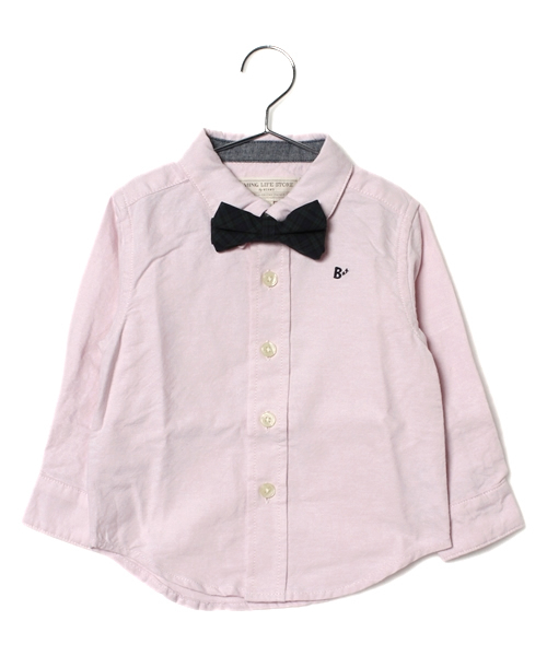 B:MING by BEAMS(ビーミングバイビームス)の「○ビーミング by ビームス / TIE OXボタンダウンシャツ(シャツ/ブラウス・キッズ・ホワイト/ピンク/サックスブルー・80/90/100/110/120/130/140/150)」の1枚目の写真