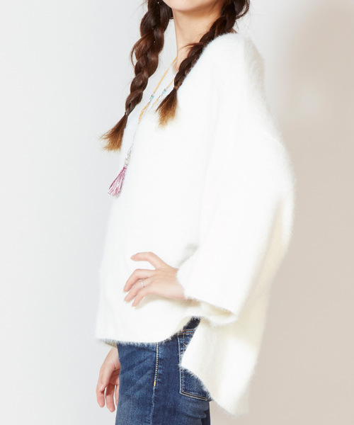 チャイハネ（チャイハネ）の「【チャイハネ】yul フェザーヤーンニットVネックトップス（ニット/セーター・レディース・ホワイト/パープル/ブルー/グリーン・FREE）」の18枚目の写真