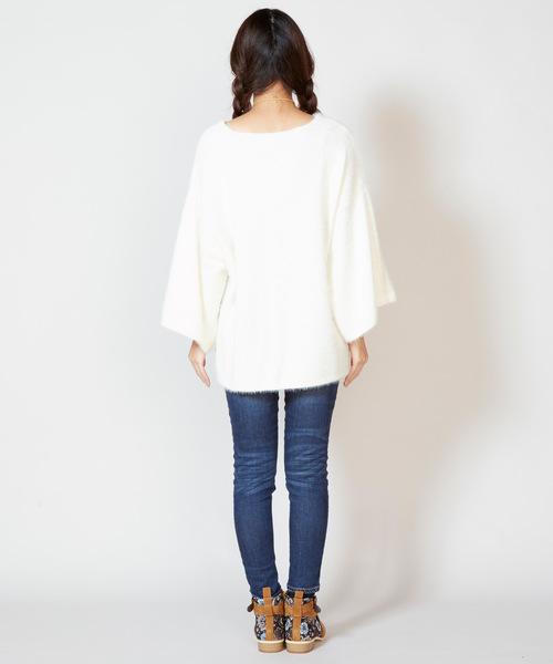 チャイハネ（チャイハネ）の「【チャイハネ】yul フェザーヤーンニットVネックトップス（ニット/セーター・レディース・ホワイト/パープル/ブルー/グリーン・FREE）」の12枚目の写真