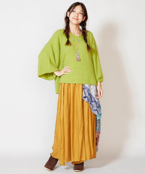 チャイハネ（チャイハネ）の「【チャイハネ】yul フェザーヤーンニットVネックトップス（ニット/セーター・レディース・ホワイト/パープル/ブルー/グリーン・FREE）」の16枚目の写真