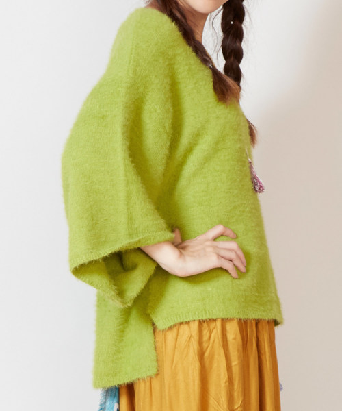 チャイハネ（チャイハネ）の「【チャイハネ】yul フェザーヤーンニットVネックトップス（ニット/セーター・レディース・ホワイト/パープル/ブルー/グリーン・FREE）」の11枚目の写真