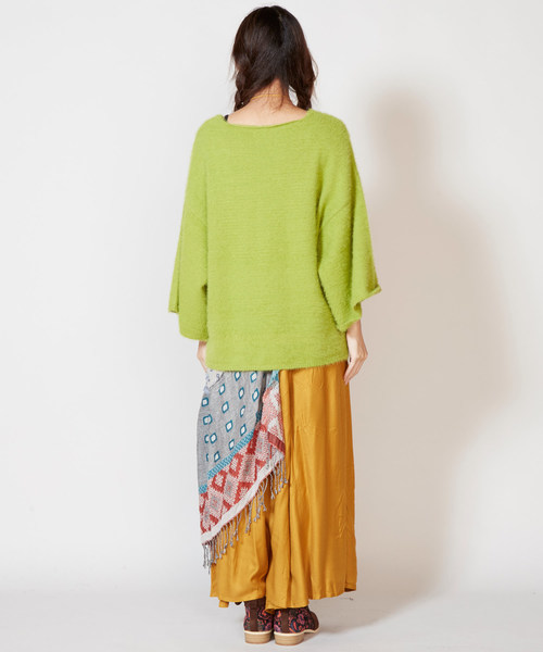 チャイハネ（チャイハネ）の「【チャイハネ】yul フェザーヤーンニットVネックトップス（ニット/セーター・レディース・ホワイト/パープル/ブルー/グリーン・FREE）」の6枚目の写真