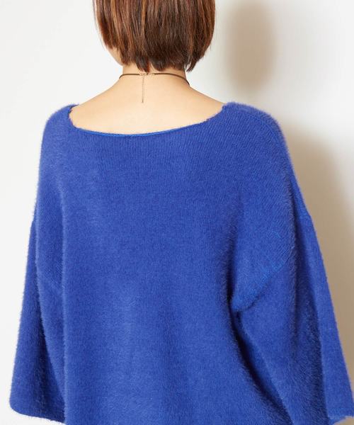 チャイハネ（チャイハネ）の「【チャイハネ】yul フェザーヤーンニットVネックトップス（ニット/セーター・レディース・ホワイト/パープル/ブルー/グリーン・FREE）」の10枚目の写真