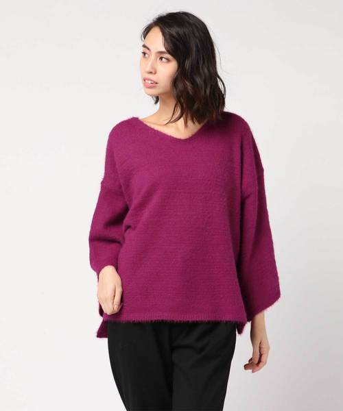 チャイハネ（チャイハネ）の「【チャイハネ】yul フェザーヤーンニットVネックトップス（ニット/セーター・レディース・ホワイト/パープル/ブルー/グリーン・FREE）」の15枚目の写真