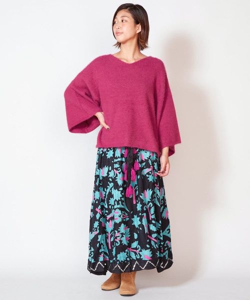 チャイハネ（チャイハネ）の「【チャイハネ】yul フェザーヤーンニットVネックトップス（ニット/セーター・レディース・ホワイト/パープル/ブルー/グリーン・FREE）」の17枚目の写真