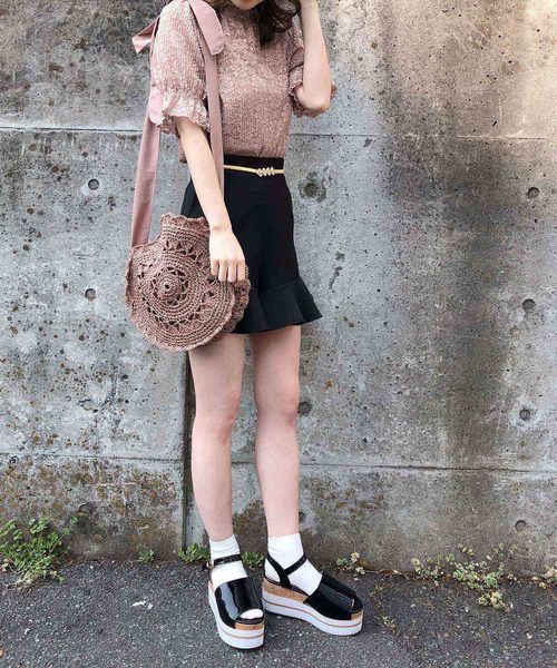 one after another NICE CLAUP（ワンアフターアナザーナイスクラップ）の「ベルト付きフリルショートパンツ（その他パンツ・レディース・ブラック/ブラウン/チェック・FREE）」の11枚目の写真