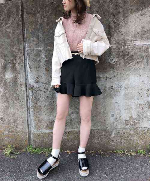 one after another NICE CLAUP（ワンアフターアナザーナイスクラップ）の「ベルト付きフリルショートパンツ（その他パンツ・レディース・ブラック/ブラウン/チェック・FREE）」の13枚目の写真