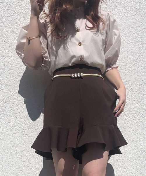 one after another NICE CLAUP（ワンアフターアナザーナイスクラップ）の「ベルト付きフリルショートパンツ（その他パンツ・レディース・ブラック/ブラウン/チェック・FREE）」の14枚目の写真