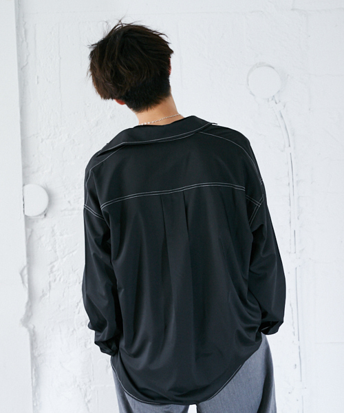 kutir(クティール)の「【ウルトラオーバーシルエット】配色ステッチシャツ(シャツ/ブラウス・メンズ・ブラック/ベージュ・LARGE/MEDIUM)」の7枚目の写真