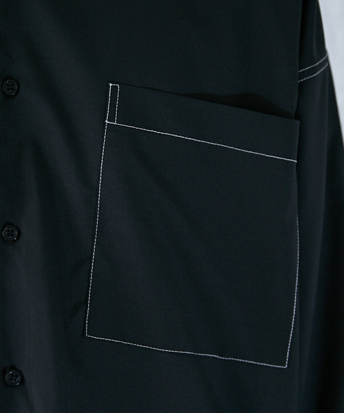 kutir(クティール)の「【ウルトラオーバーシルエット】配色ステッチシャツ(シャツ/ブラウス・メンズ・ブラック/ベージュ・LARGE/MEDIUM)」の8枚目の写真