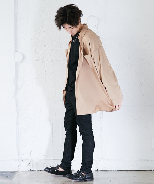 kutir(クティール)の「【ウルトラオーバーシルエット】配色ステッチシャツ(シャツ/ブラウス・メンズ・ブラック/ベージュ・LARGE/MEDIUM)」の15枚目の写真