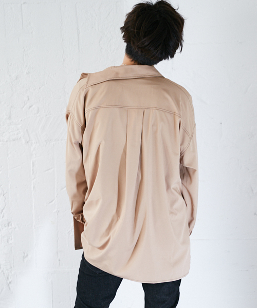 kutir(クティール)の「【ウルトラオーバーシルエット】配色ステッチシャツ(シャツ/ブラウス・メンズ・ブラック/ベージュ・LARGE/MEDIUM)」の18枚目の写真