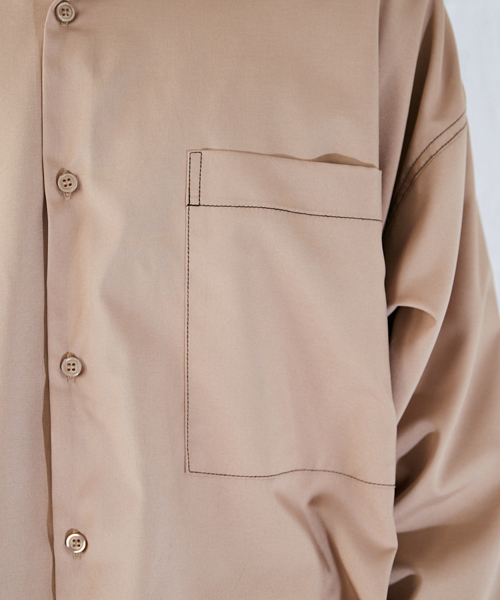 kutir(クティール)の「【ウルトラオーバーシルエット】配色ステッチシャツ(シャツ/ブラウス・メンズ・ブラック/ベージュ・LARGE/MEDIUM)」の19枚目の写真