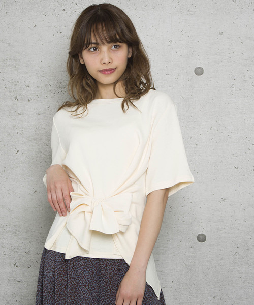 LUGG NAGG(ラグナグ)の「【Jewelobe/ ジュエローブ】ウエストマーク Tシャツ(Tシャツ/カットソー・レディース・グリーン/ピンク/ベージュ/オフホワイト・FREE)」の1枚目の写真