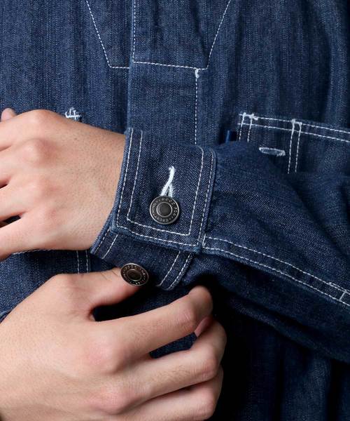 Lazar(ラザル)の「Denim Wide Jumpsuit/デニム ワイド ジャンプスーツ ツナギ/ユニセック対応(つなぎ/オールインワン・メンズ・ブラック/ブルー/ネイビー・M/L/XL)」の17枚目の写真