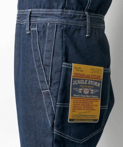 Lazar(ラザル)の「Denim Wide Jumpsuit/デニム ワイド ジャンプスーツ ツナギ/ユニセック対応(つなぎ/オールインワン・メンズ・ブラック/ブルー/ネイビー・M/L/XL)」の14枚目の写真