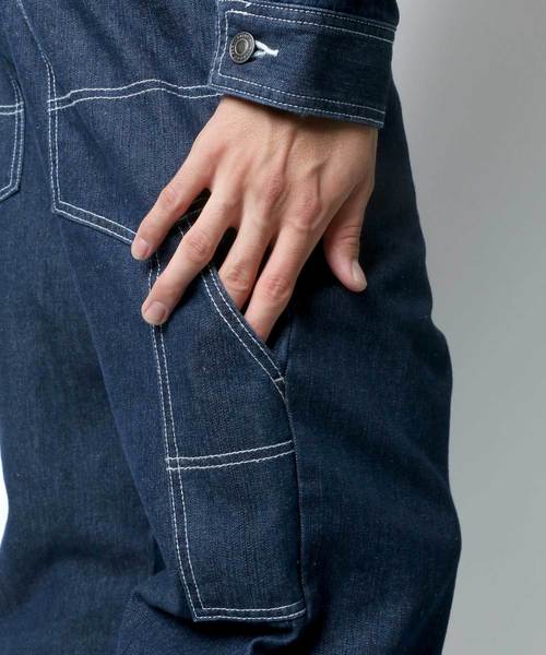 Lazar(ラザル)の「Denim Wide Jumpsuit/デニム ワイド ジャンプスーツ ツナギ/ユニセック対応(つなぎ/オールインワン・メンズ・ブラック/ブルー/ネイビー・M/L/XL)」の11枚目の写真