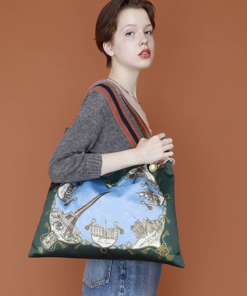 TOPKAPI（トプカピ）の「【日本製】マイルドサテンスカーフパネル柄トートバッグ（トートバッグ・レディース・ブラック/ブルー/レッド・FREE）」の3枚目の写真