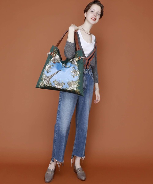 TOPKAPI（トプカピ）の「【日本製】マイルドサテンスカーフパネル柄トートバッグ（トートバッグ・レディース・ブラック/ブルー/レッド・FREE）」の16枚目の写真