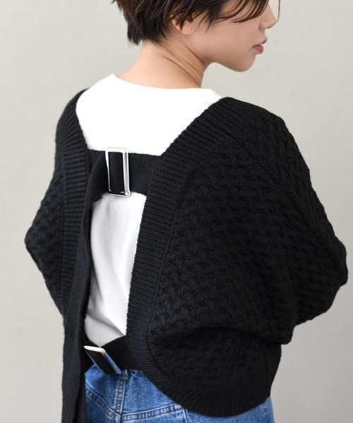 LHELBIE（レルビエ）の「バックベルトショートボレロボリュームカーディガン（カーディガン/ボレロ・レディース・ブラック/ベージュ/アイボリー/ブラウン/オフホワイト・M）」の15枚目の写真