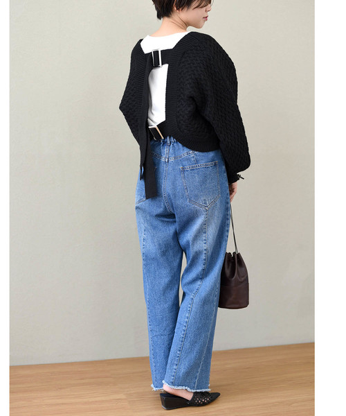 LHELBIE（レルビエ）の「バックベルトショートボレロボリュームカーディガン（カーディガン/ボレロ・レディース・ブラック/ベージュ/アイボリー/ブラウン/オフホワイト・M）」の18枚目の写真