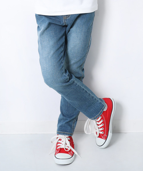 devirock(デビロック)の「楽デニム ストレートデニム(デニムパンツ・キッズ・ネイビー/サックスブルー/ブルー系その他/ワンウォッシュ・80cm/90cm/95cm/110cm/100cm/120cm/130cm/140cm/150cm/160cm)」の2枚目の写真