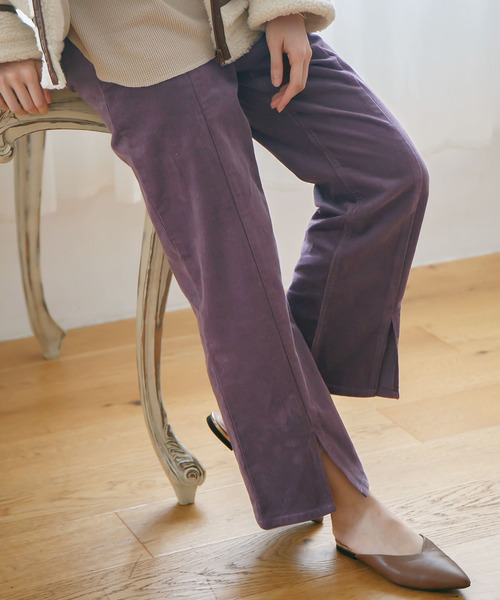 rectangle（レクタングル）の「センタースリットコーデュロイワイドパンツ（その他パンツ・レディース・ブラック/パープル/ブラウン/アイボリー/ライトベージュ・MEDIUM/LARGE）」の5枚目の写真