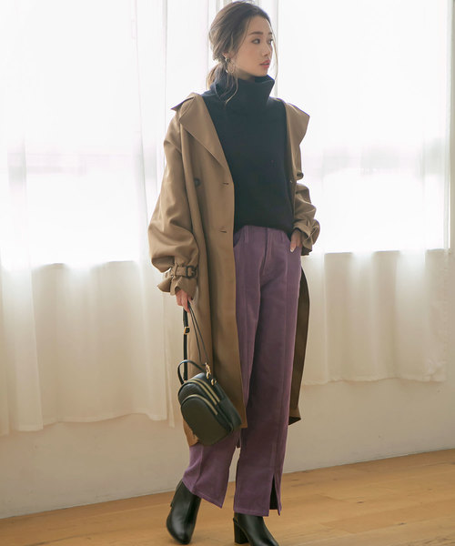 rectangle（レクタングル）の「センタースリットコーデュロイワイドパンツ（その他パンツ・レディース・ブラック/パープル/ブラウン/アイボリー/ライトベージュ・MEDIUM/LARGE）」の7枚目の写真