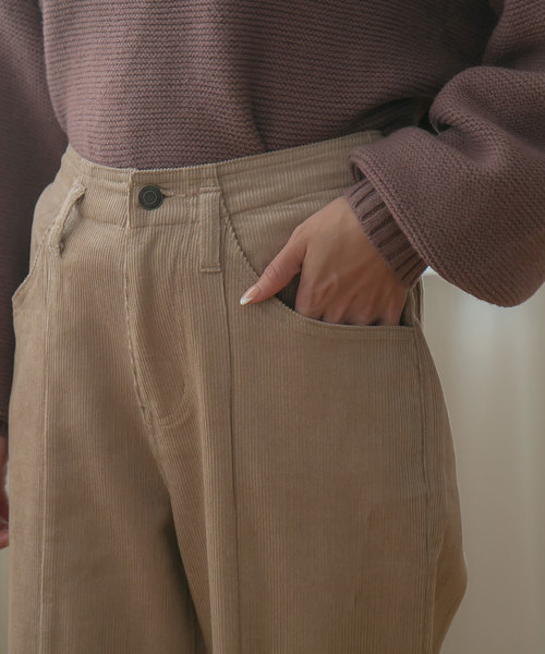 rectangle（レクタングル）の「センタースリットコーデュロイワイドパンツ（その他パンツ・レディース・ブラック/パープル/ブラウン/アイボリー/ライトベージュ・MEDIUM/LARGE）」の8枚目の写真