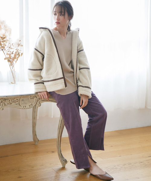 rectangle（レクタングル）の「センタースリットコーデュロイワイドパンツ（その他パンツ・レディース・ブラック/パープル/ブラウン/アイボリー/ライトベージュ・MEDIUM/LARGE）」の18枚目の写真