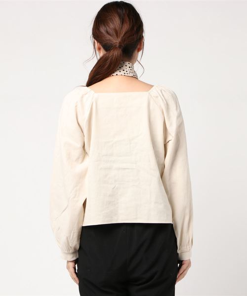 WEGO(ウィゴー)の「WEGO/【2点セット】スカーフ付きボリュームスリーブブラウス(シャツ/ブラウス・レディース・アイボリー/ブラック・FREE)」の3枚目の写真