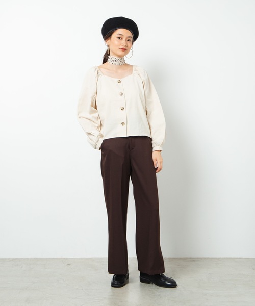 WEGO(ウィゴー)の「WEGO/【2点セット】スカーフ付きボリュームスリーブブラウス(シャツ/ブラウス・レディース・アイボリー/ブラック・FREE)」の14枚目の写真