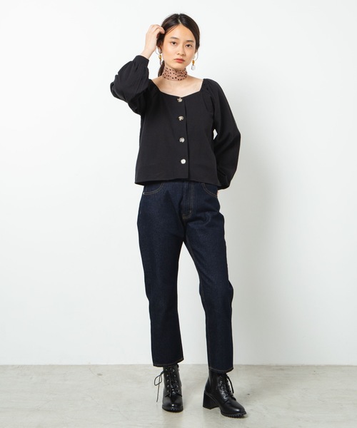 WEGO(ウィゴー)の「WEGO/【2点セット】スカーフ付きボリュームスリーブブラウス(シャツ/ブラウス・レディース・アイボリー/ブラック・FREE)」の10枚目の写真