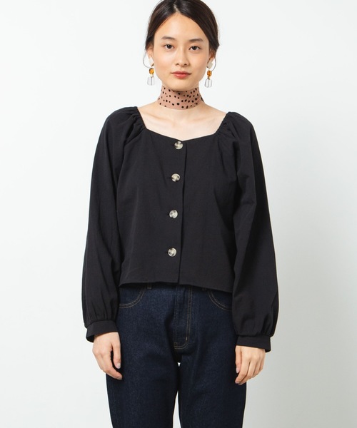 WEGO(ウィゴー)の「WEGO/【2点セット】スカーフ付きボリュームスリーブブラウス(シャツ/ブラウス・レディース・アイボリー/ブラック・FREE)」の9枚目の写真