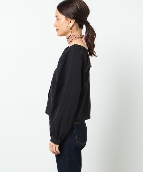 WEGO(ウィゴー)の「WEGO/【2点セット】スカーフ付きボリュームスリーブブラウス(シャツ/ブラウス・レディース・アイボリー/ブラック・FREE)」の8枚目の写真