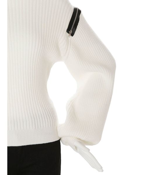 EMODA（エモダ）の「アームジップニットトップ（ニット/セーター・レディース・ブラック/ホワイト/カーキ/ベージュ・FREE）」の21枚目の写真