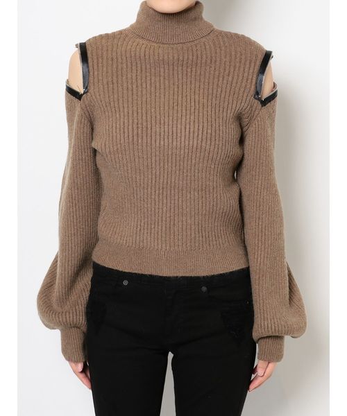 EMODA（エモダ）の「アームジップニットトップ（ニット/セーター・レディース・ブラック/ホワイト/カーキ/ベージュ・FREE）」の14枚目の写真