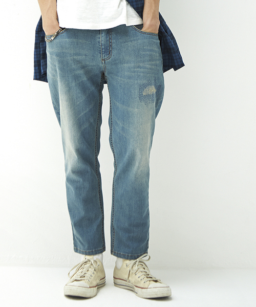 WEGO（ウィゴー）の「WEGO/ダメージアンクルデニムパンツ（デニムパンツ・メンズ・インディゴブルー/ダークインディゴブルー・LARGE/MEDIUM）」の12枚目の写真