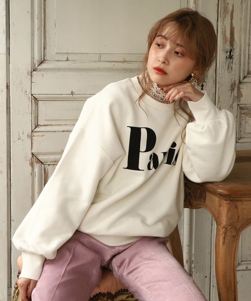 one after another NICE CLAUP(ワンアフターアナザーナイスクラップ)の「ロゴトレーナー(スウェット・レディース・オフホワイト/ブラック/パープル・FREE)」の15枚目の写真