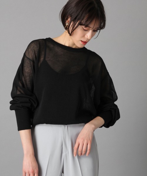 LOWRYS FARM（ローリーズファーム）の「シアークループルオーバー　867479（ニット/セーター・レディース・ブラック/ベージュ/ミント・FREE）」の2枚目の写真