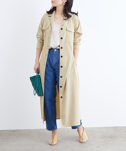 ADAM ET ROPE'（アダムエロペ）の「ワークシャツワンピースガウン（ワンピース・レディース・ブラック系その他/ベージュ・FREE）」の5枚目の写真