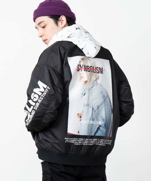 WEGO（ウィゴー）の「WEGO/GirlビッグシルエットMA-1（MA-1・メンズ・ホワイト/ブラック・MEDIUM/LARGE）」の2枚目の写真