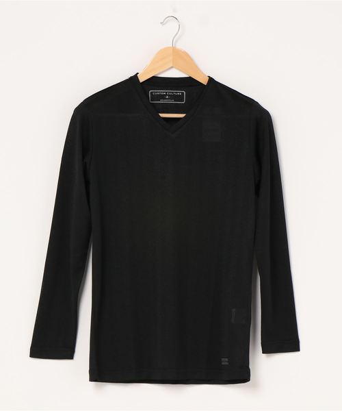 CUSTOM CULTURE（カスタムカルチャー）の「【CUSTOM CULTURE】　ヘリンボーンジャガード ロンTEE（Tシャツ/カットソー・メンズ・ホワイト/ブラック/ピンク/グレー・1/3/2/4）」の2枚目の写真