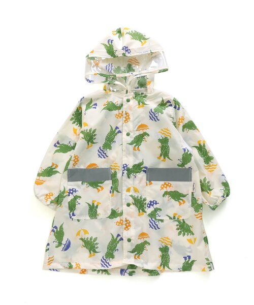 apres les cours（アプレレクール）の「■雨の日恐竜柄ランドコート（レインコート/ポンチョ・キッズ・ネイビー/オフホワイト・130/110/120/100）」の2枚目の写真