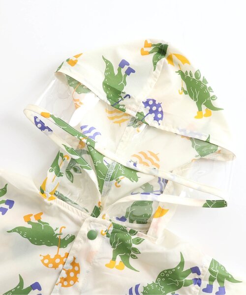 apres les cours（アプレレクール）の「■雨の日恐竜柄ランドコート（レインコート/ポンチョ・キッズ・ネイビー/オフホワイト・130/110/120/100）」の8枚目の写真