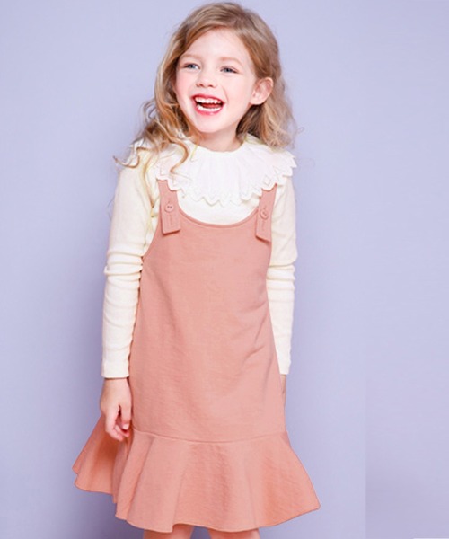 セール キッズ 小さなリボンプリントの襟元フリルトップス フリルワンピース 2点セット ワンピース Jelispoon ジェリスプーン のファッション通販 Zozotown