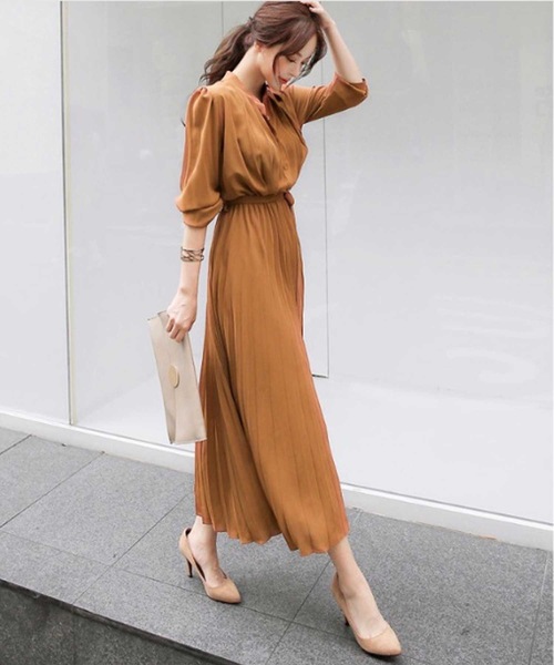 【セール】プリーツシャツマキシワンピース（シャツワンピース）｜LUGG NAGG（ラグナグ）