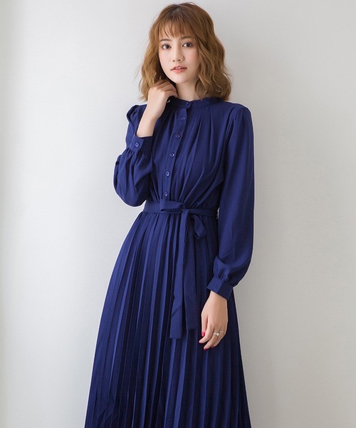 【セール】プリーツシャツマキシワンピース（シャツワンピース）｜LUGG NAGG（ラグナグ）