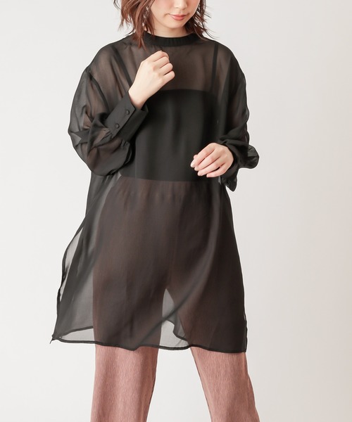 natural couture（ナチュラルクチュール）の「【WEB限定】プチハイロングチュニック（シャツ/ブラウス・レディース・ブラック/ベージュ/ブラウン/ピンク/アイボリー・FREE）」の3枚目の写真